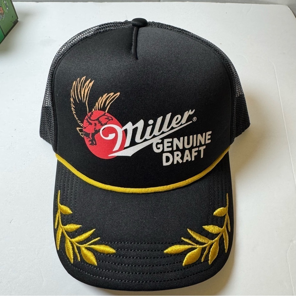 Miller Genuine Draft Leaves Men's Snapback Sport Hat, Black - Picture 4 of 9